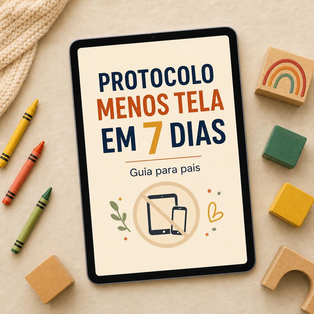 Mockup do Protocolo Menos Tela em 7 Dias em tablet